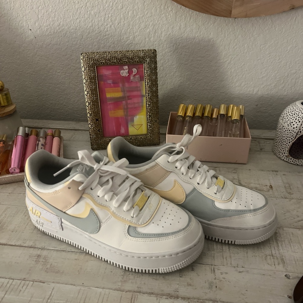 Nike Air Force 1 platform White and Cream Sneakers